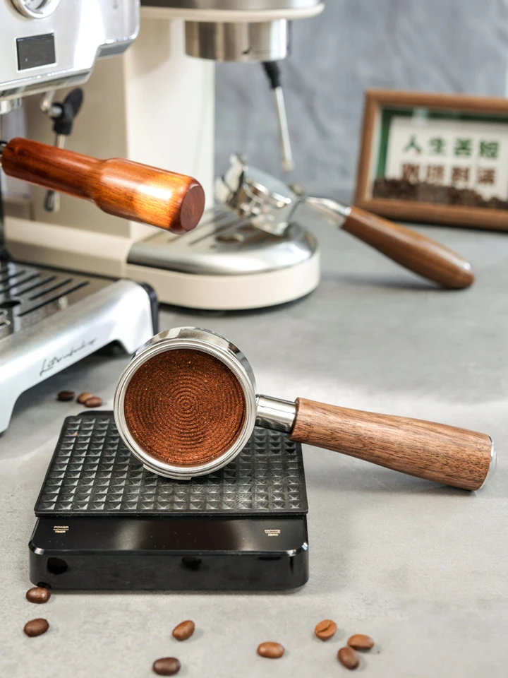 Supertool Porte-filtre Double Bec Sans Fond E61 Manche Hêtre - 58 Mm Barista
