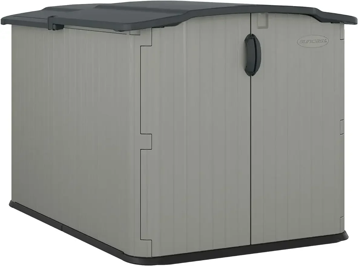 All-Weather Horizontal Outdoor Storage Shed w/ Pad-Lockable Sliding Lid & Doors for Yard Storage, 57.5