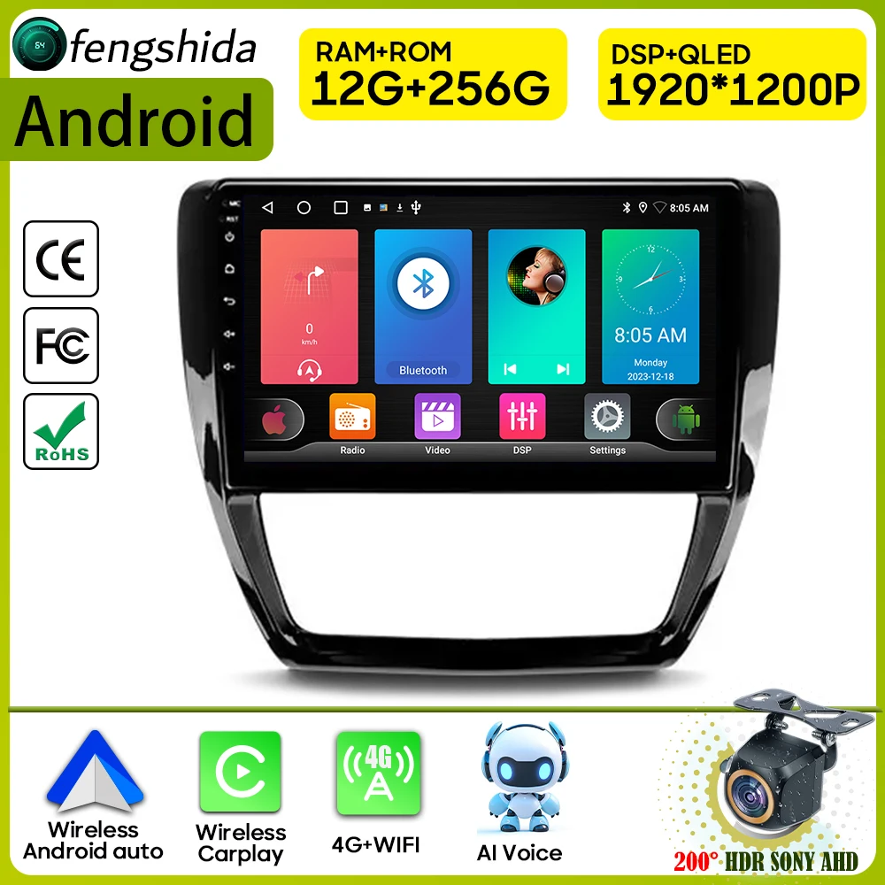 

Car Radio Carplay For Volkswagen Jetta 6 2011 - 2018 Navigation GPS Android Auto Stereo Multimedia Player 5G Wifi Video No 2din