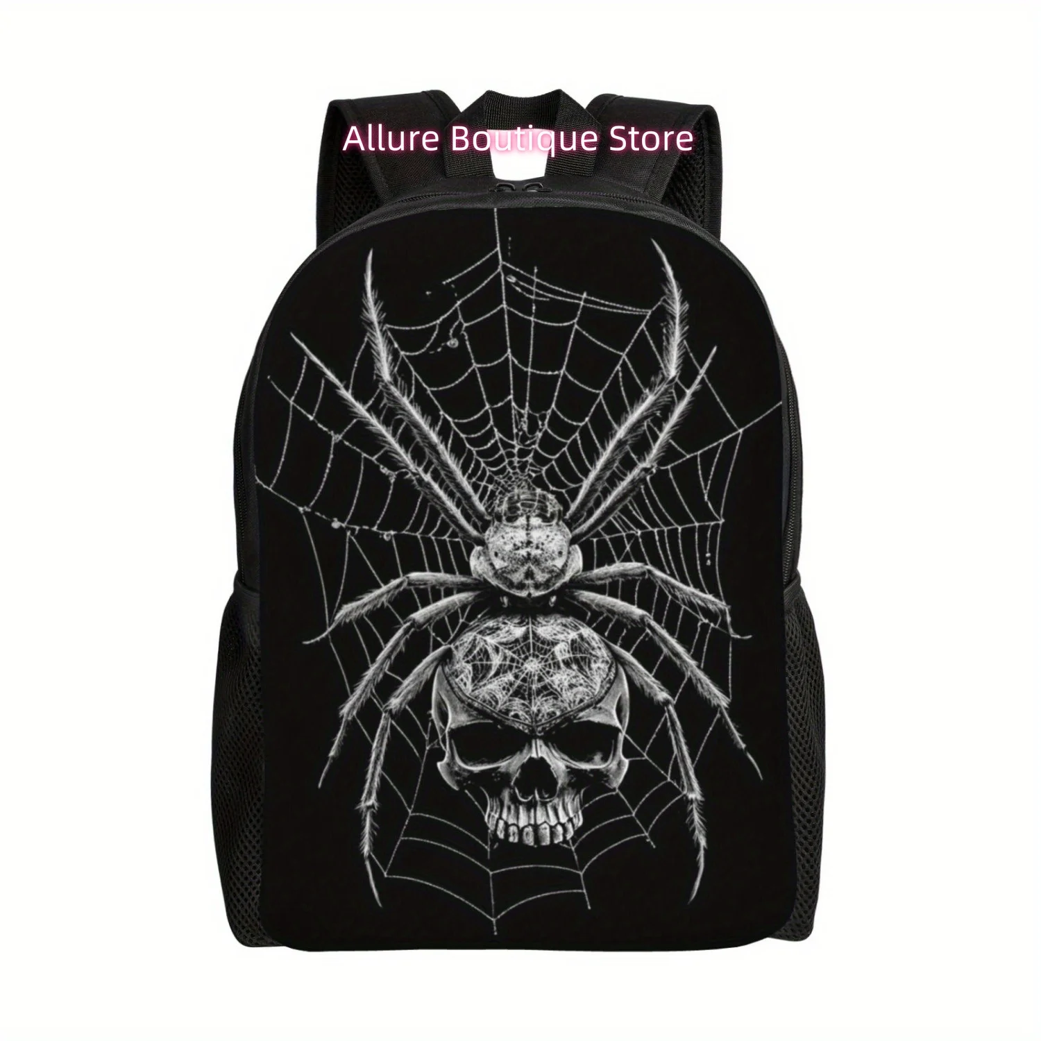 Spider Skull Print Backpack For Men And Women Teens, Laptop Tablet Travel Shoulder Bag, Leisure Backpack