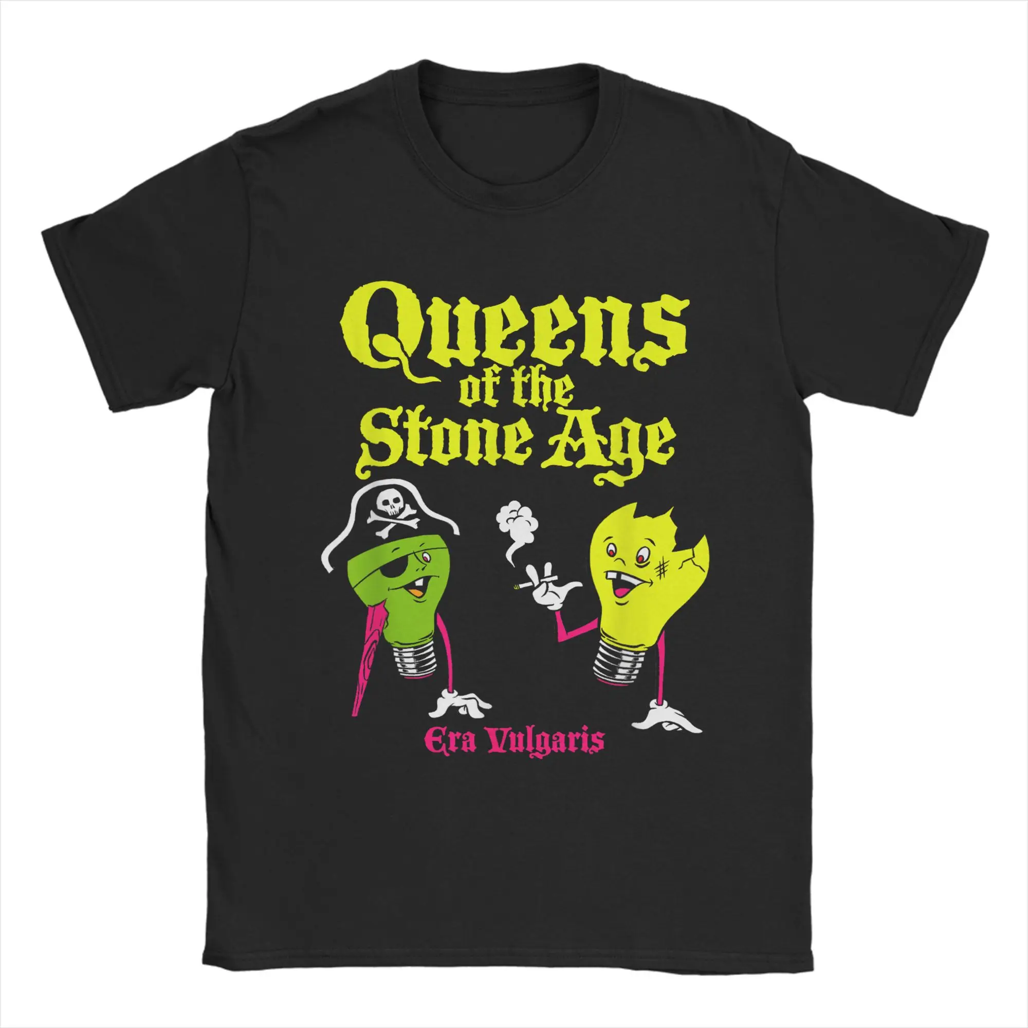 Queens Of The Stone Age Era Vulgaris T-Shirt Men  Leisure Cotton Tee Shirt Round Neck Short Sleeve T Shirts Printed Tops