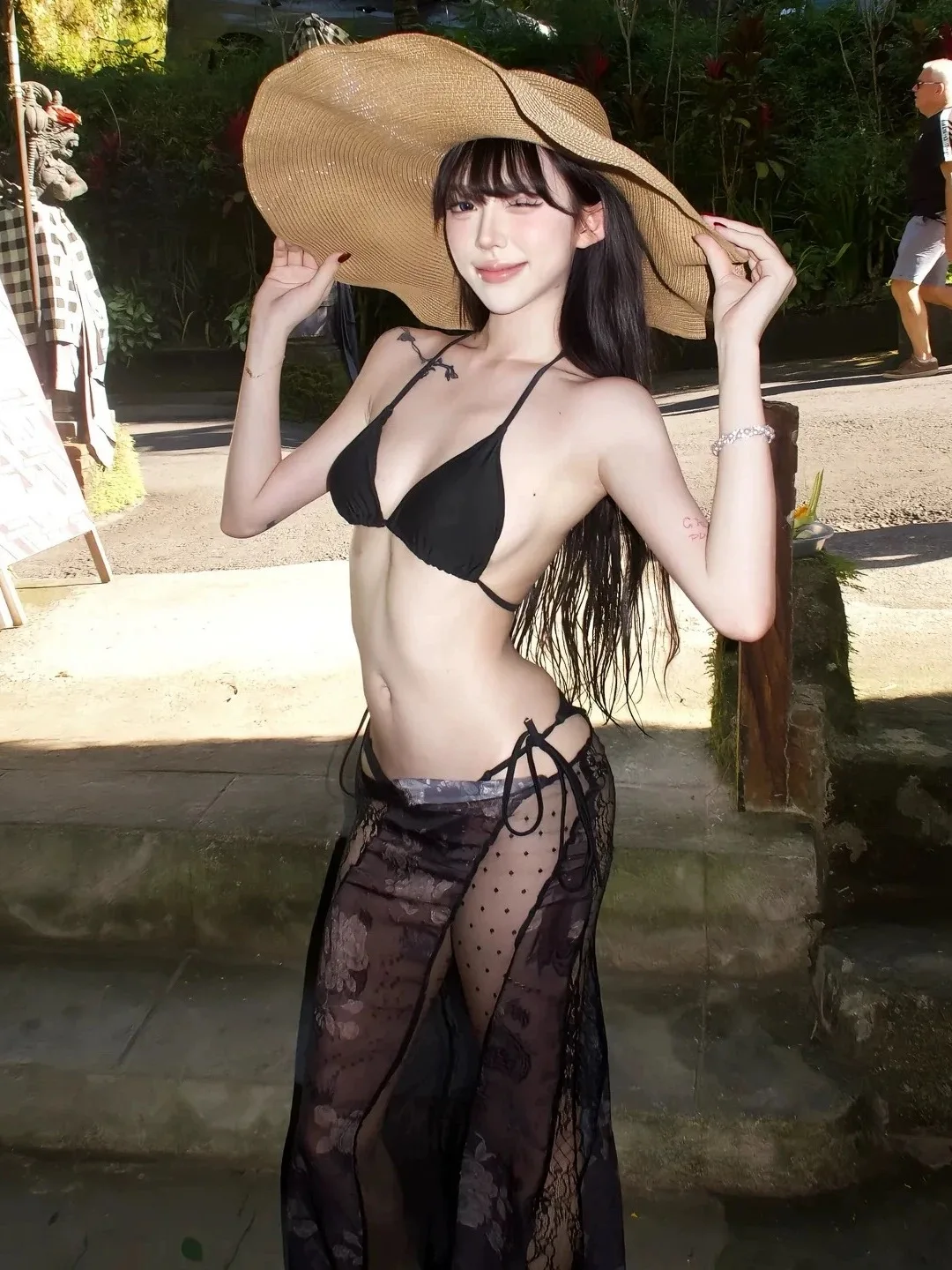 

Bla Me See-tough Long Skirt Bikini Tee-piece Set Women's Slimming Holiday Beach Sexy Separate Swimsuit Swimwear