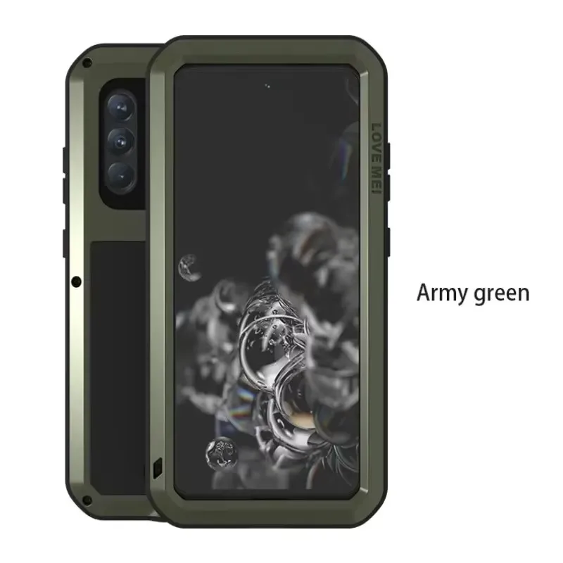 

Love Mei Dustproof Military Grade Metal Protective Cover for Samsung S24FE S23 S21 S20 FE Silicone Shockproof and Phone Case