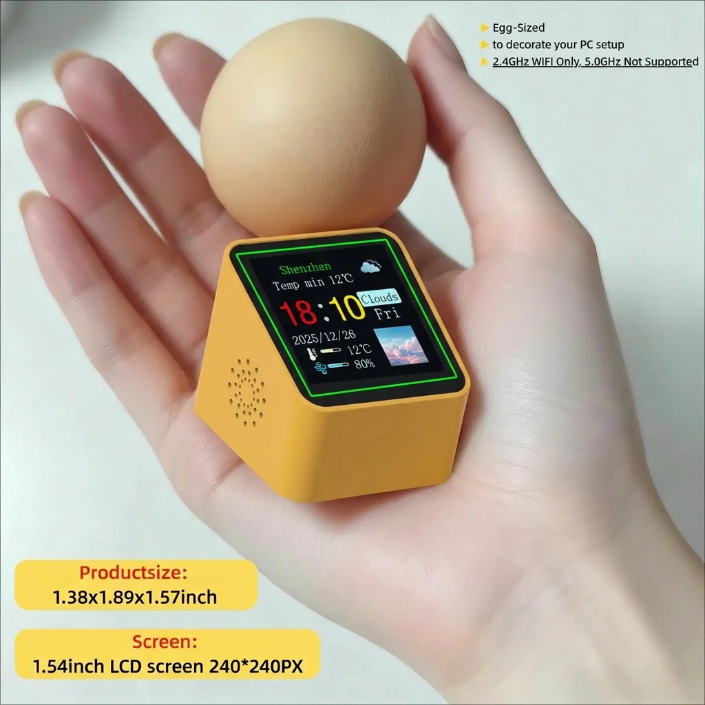 Super Cool Mini WiFi Desktop Weather Digital Clock, Smart Temperature Humidity Monitor Alarm Clock, Portable Home Desktop Decor