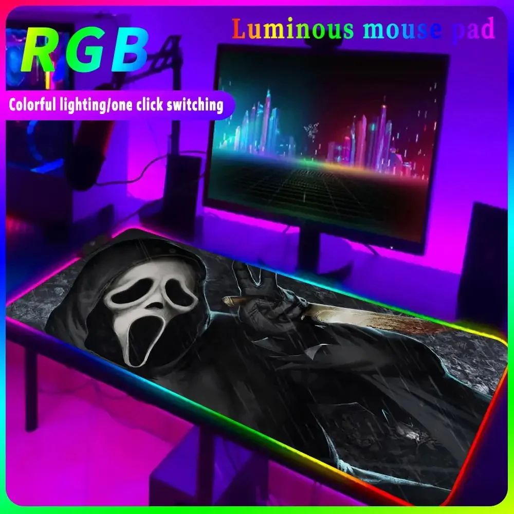 D_dead by D_daylight Mouse Pad With RGB Laptop Mat LED Desk Pad Pc Gamer Accessories Computer Table Keyboard Luminous Desk Mat