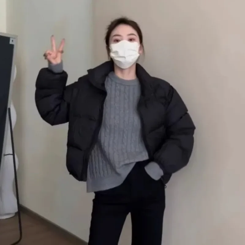 여성용 가을 겨울 상의 코트 면 코트 짧은 두꺼운 개성 있는 빈티지 편안한 캐주얼 심플 부드러운 니치 다용도