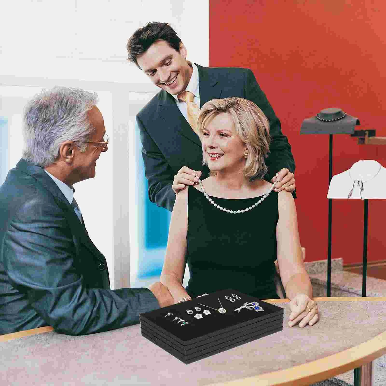 5Pcs Black Foam Ring Insert Pad Jewelry Drawer Storage Tray Display Case Insert Ring Earring Sponge Tray Bracelet Organizer