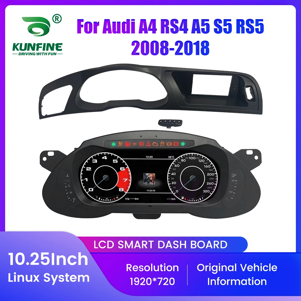 10.25 "lcd painel digital do carro cluster para audi a4 rs4 a5 s5 rs5 painel de instrumentos virtuais velocímetro cockpit medidor atualização