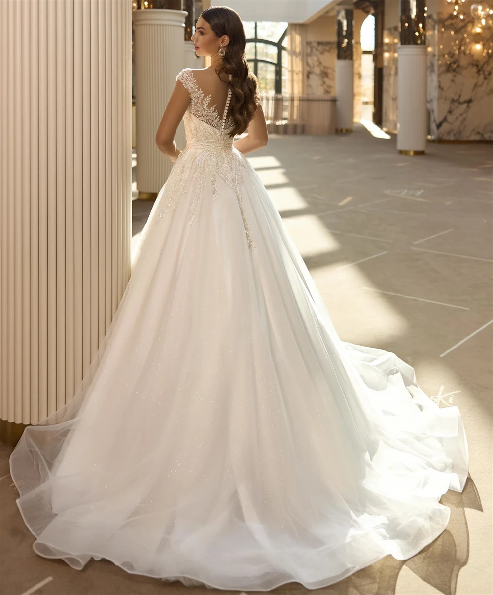 

Белое свадебное платье из органзы в стиле бохо по индивидуальному заказу, элегантное свадебное платье с v-образным вырезом и открытыми плечами, сексуальное свадебное платье трапециевидной формы со шлейфом