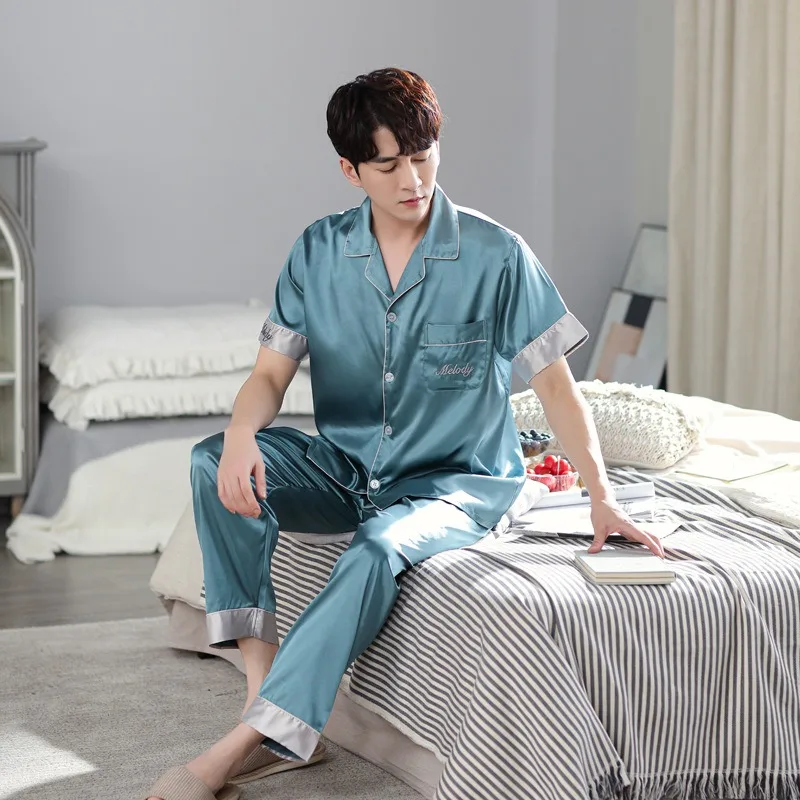 

Мужской летний пижамный костюм: вышитые шорты и футболка с коротким рукавом, модный и повседневный комплект для дома