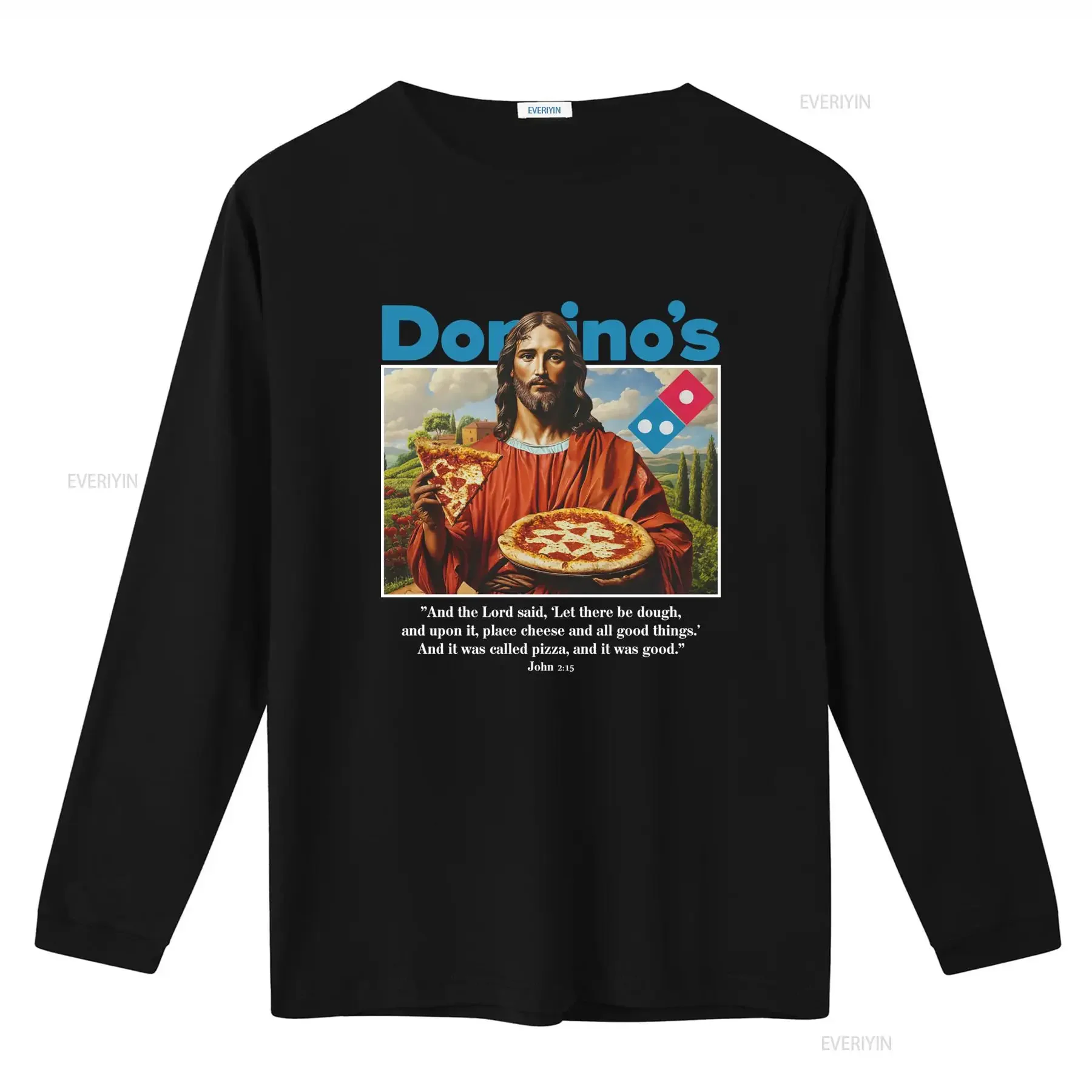 Dominos T Shirt Funny Jesus Pizza Design 55 vintage Washed designer clothes Unisex Stretched graphic Comfortable Stylish