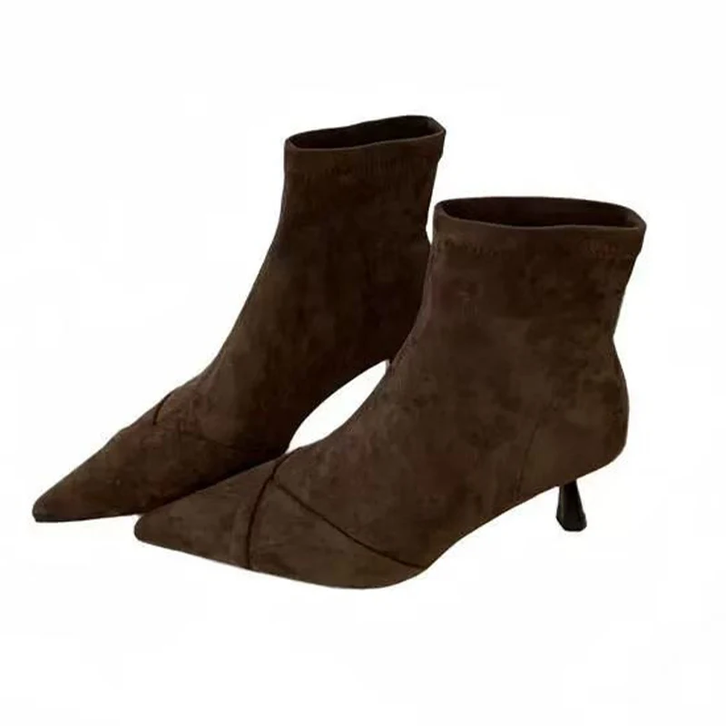عالية الكعب النساء حذاء من الجلد أشار تو الجلد المدبوغ أحذية أنيقة للمرأة مثير الشتاء مضخات 2025 مصمم فستان أنيق Mujer بوتاس #6