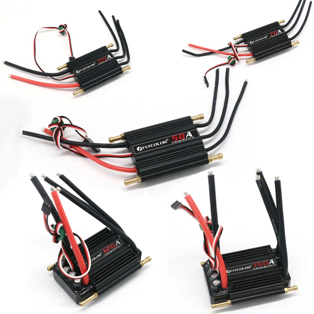 

Flycolor 150A 120A 90A 70A 50A Brushless ESC Speed Control Stand 2-6S Lipo BEC 5.5V/5A for RC Boat F21267/71