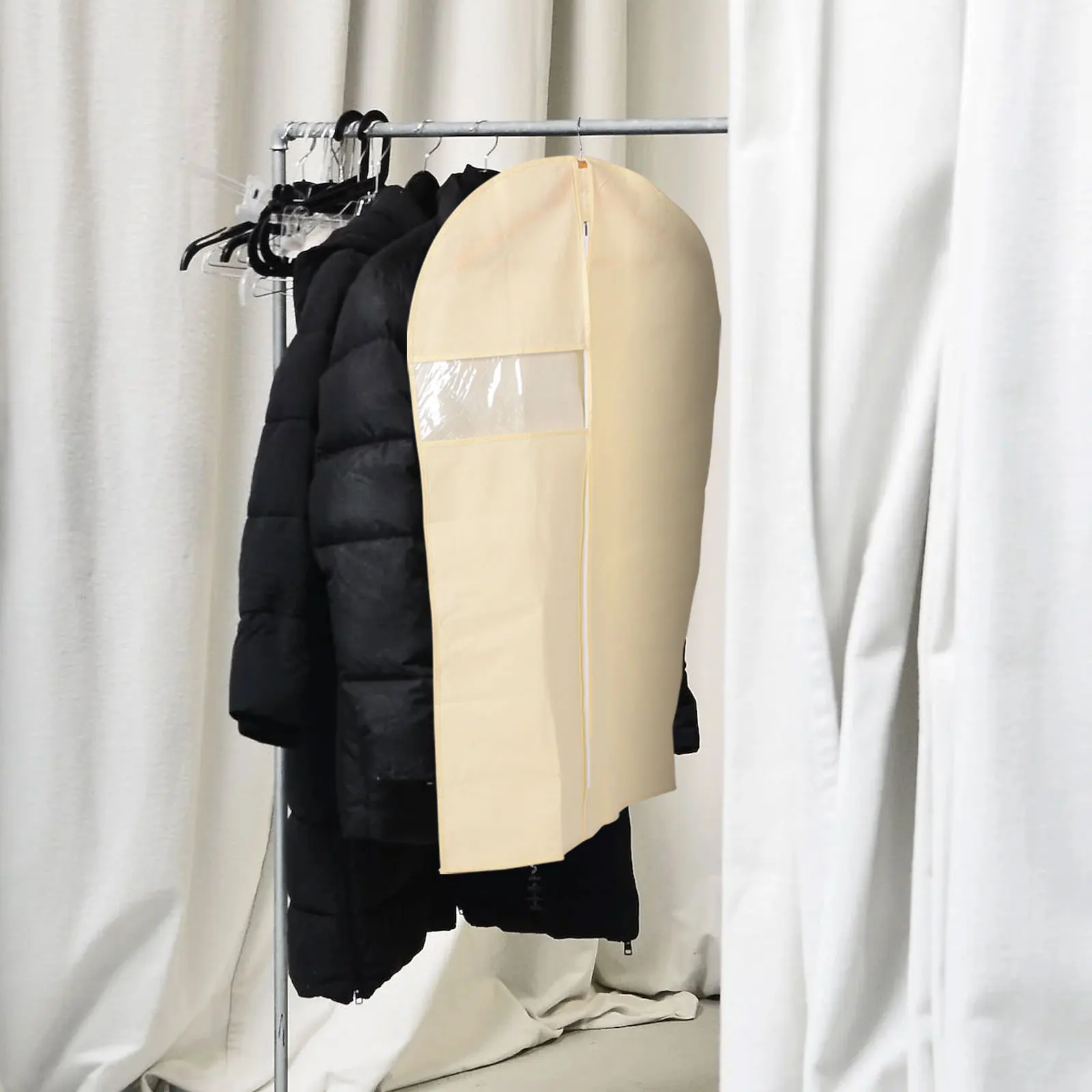 

Dust Cover For Clothes Waterproof Garment Organizer Clear Window Storage Bag Suit Cover Shirts Coats Trousers Wardrobe