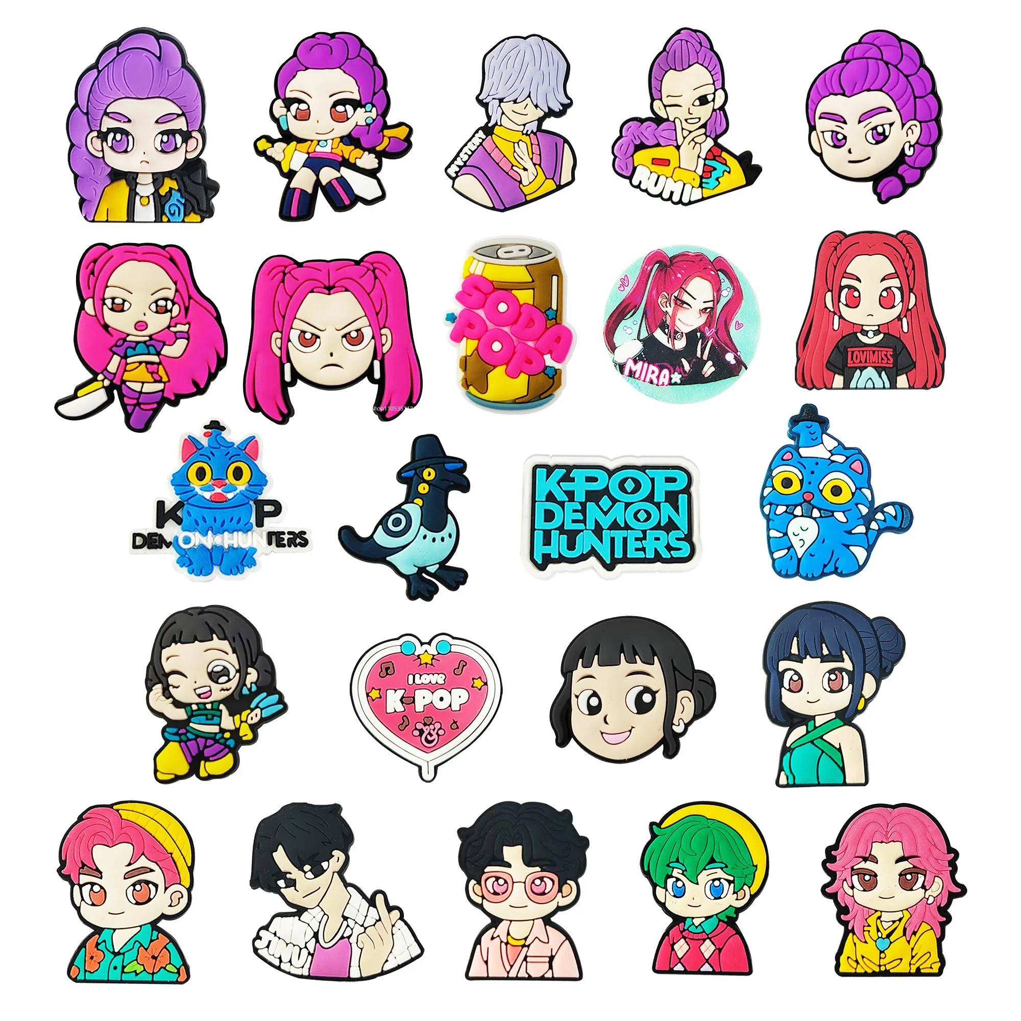 Niedliche Cartoon-Figuren Schuh-Charms Chibi Bunte PVC-Schuhdekorationen für Clogs Gartenschuhe Sandalen Taschen DIY-Zubehör Geschenk – Detail 11