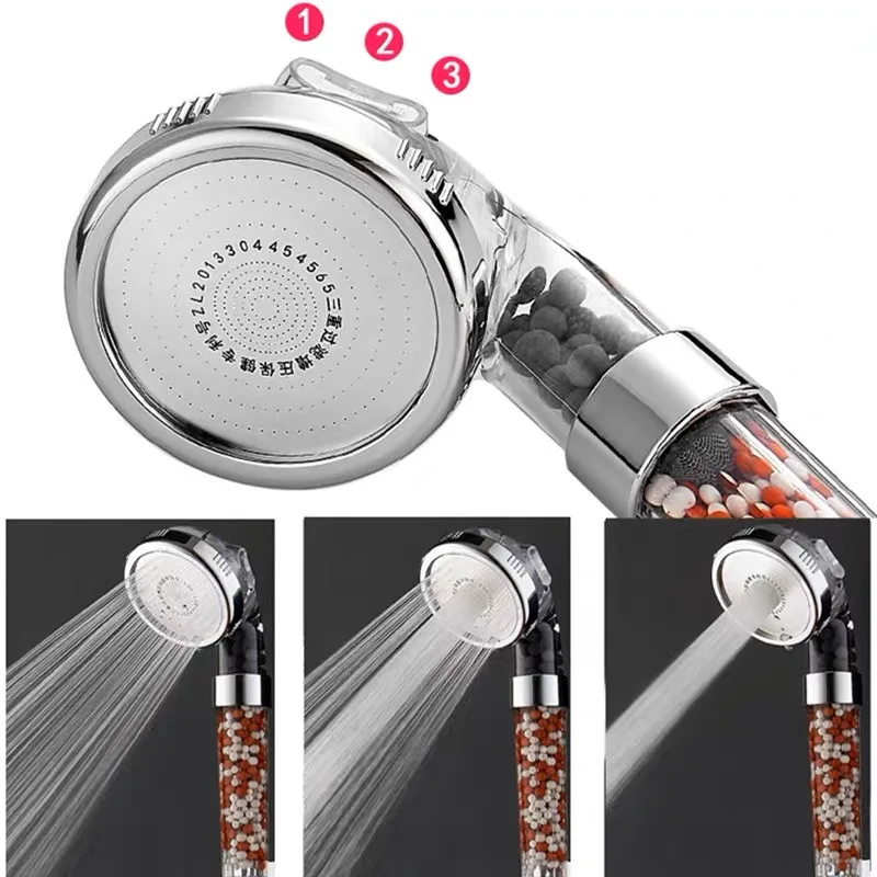 Functions High Pressure SPA Shower Head Water Saving Handheld Rainfall Bathroom Accessory Anion Filter Shower