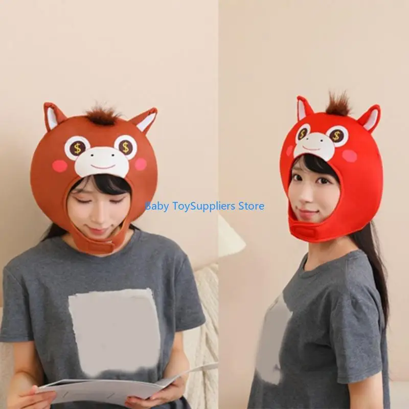 

R1WF Lucky Horse Дизайн Головной убор Кепка для взрослых и детей Фестивальный наряд Реквизит Головной убор Шляпа