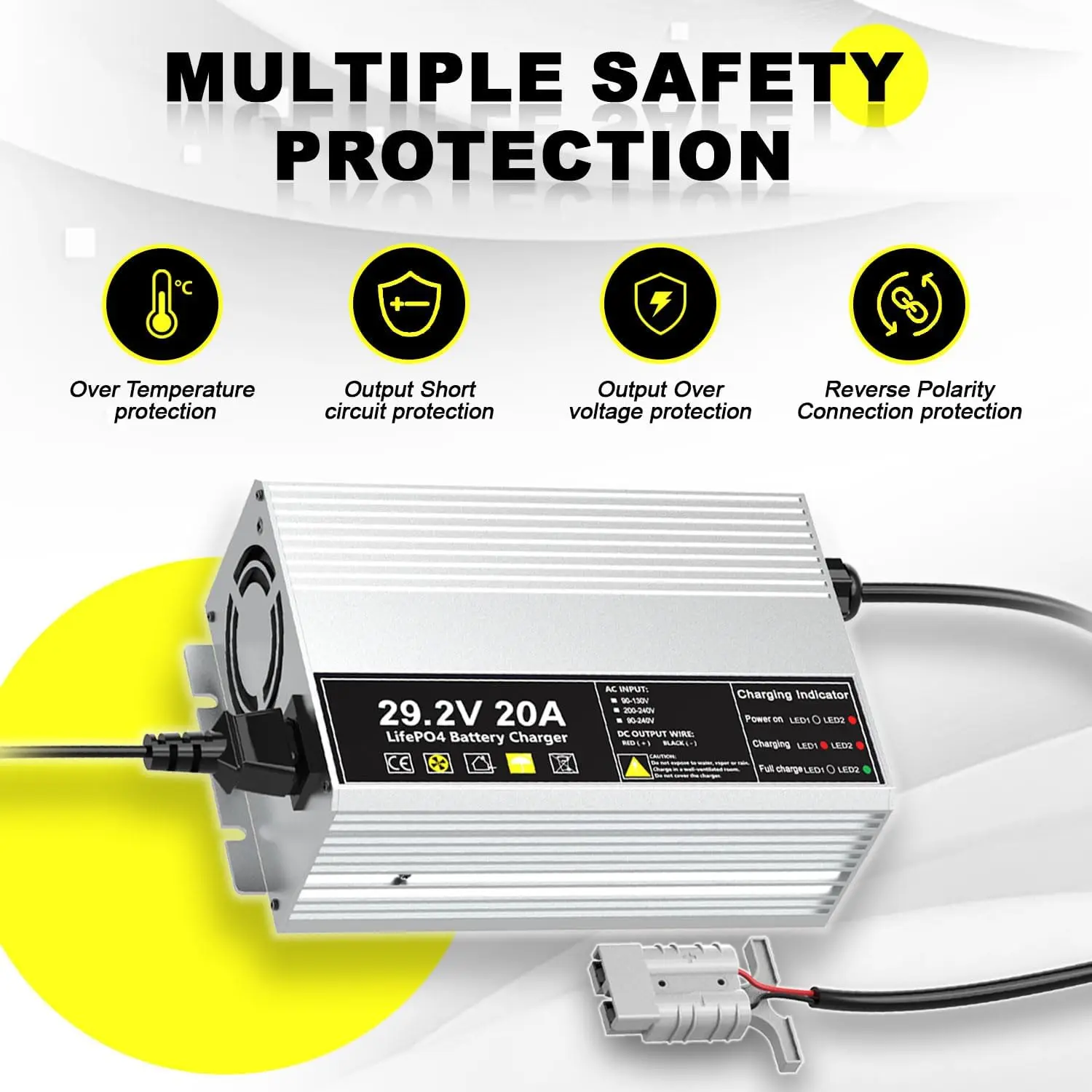 29.2V 20A LiFePO4 Battery Charger 24V 20A Lithium Iron Phosphate Rechargeable Battery Charger