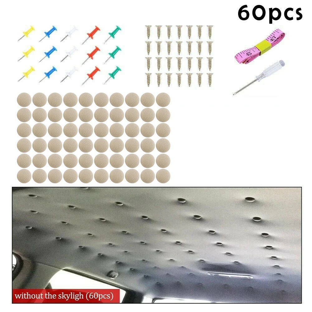 60PCS Car Roof Canopy Repair Rivet Kit Car Roof Clip Retainer Car Roof Clip Repair Kit for Car Roof Ceiling Clip Beige