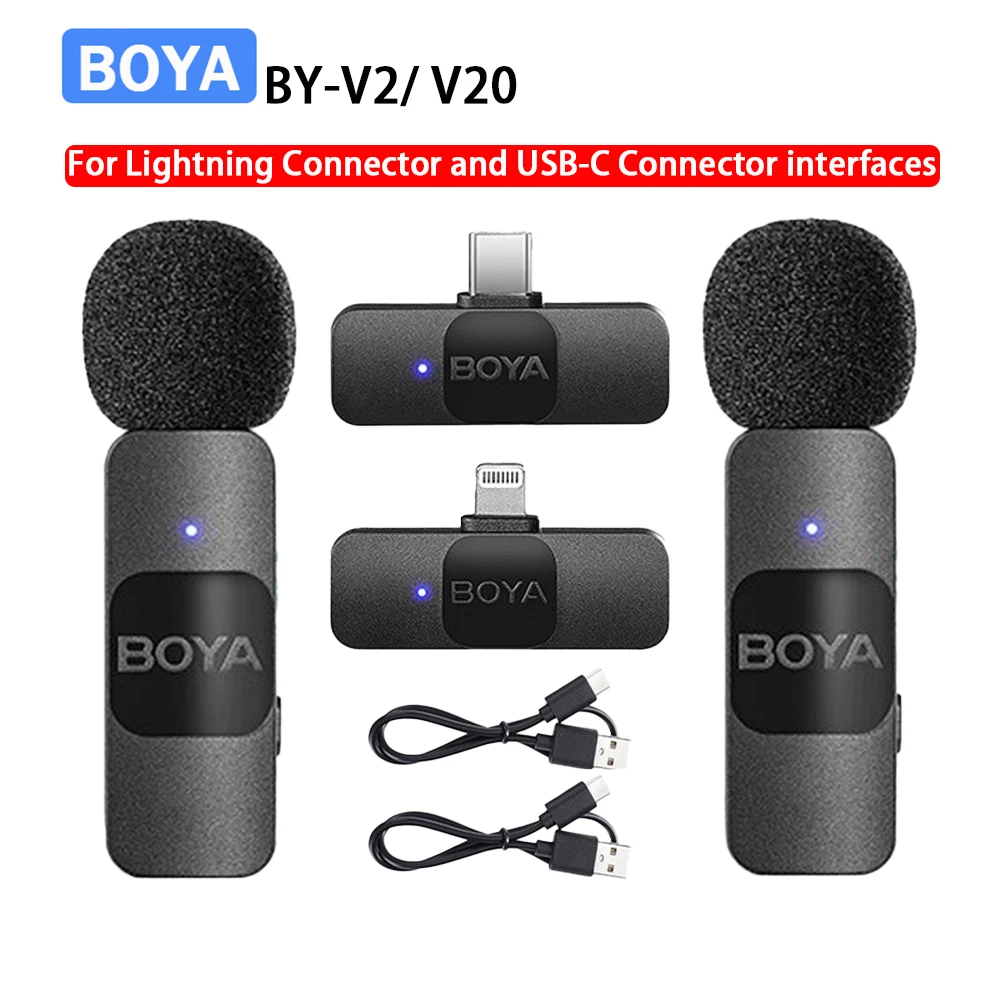 BOYA BY-V Wireless Lavalier Microphone for iPhone 16/17 Series Samsung TECNO REDMI Type-c Devices Video Recording Streaming Vlog