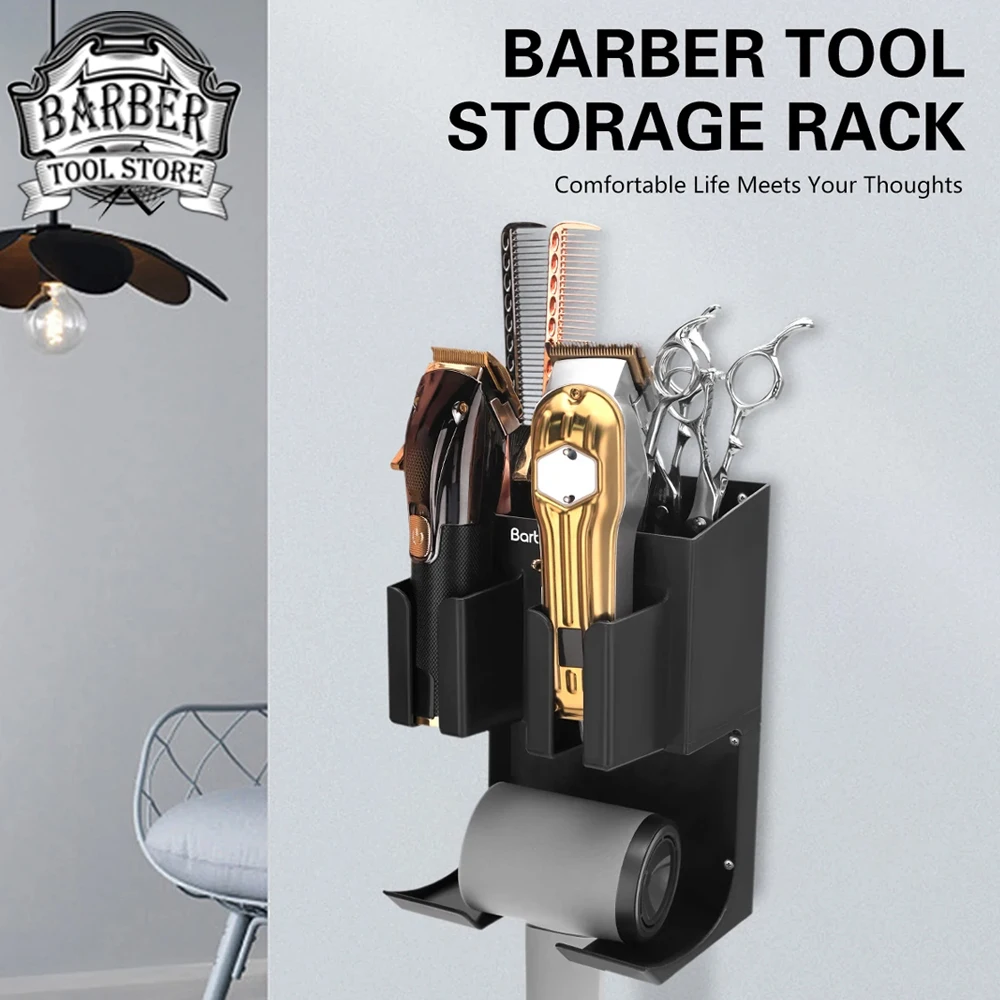 Salon Wall Mounted Storage Holder Pro Hairdressing Hair Clipper Box Multi Hairdresser Tool Rack Barbershop Accessories Supplies