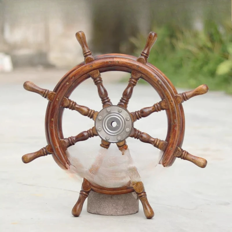 

wood rudder vintage wall decoration home bar wall decoration pendant Mediterranean pilot helmsman copper core steering wheel