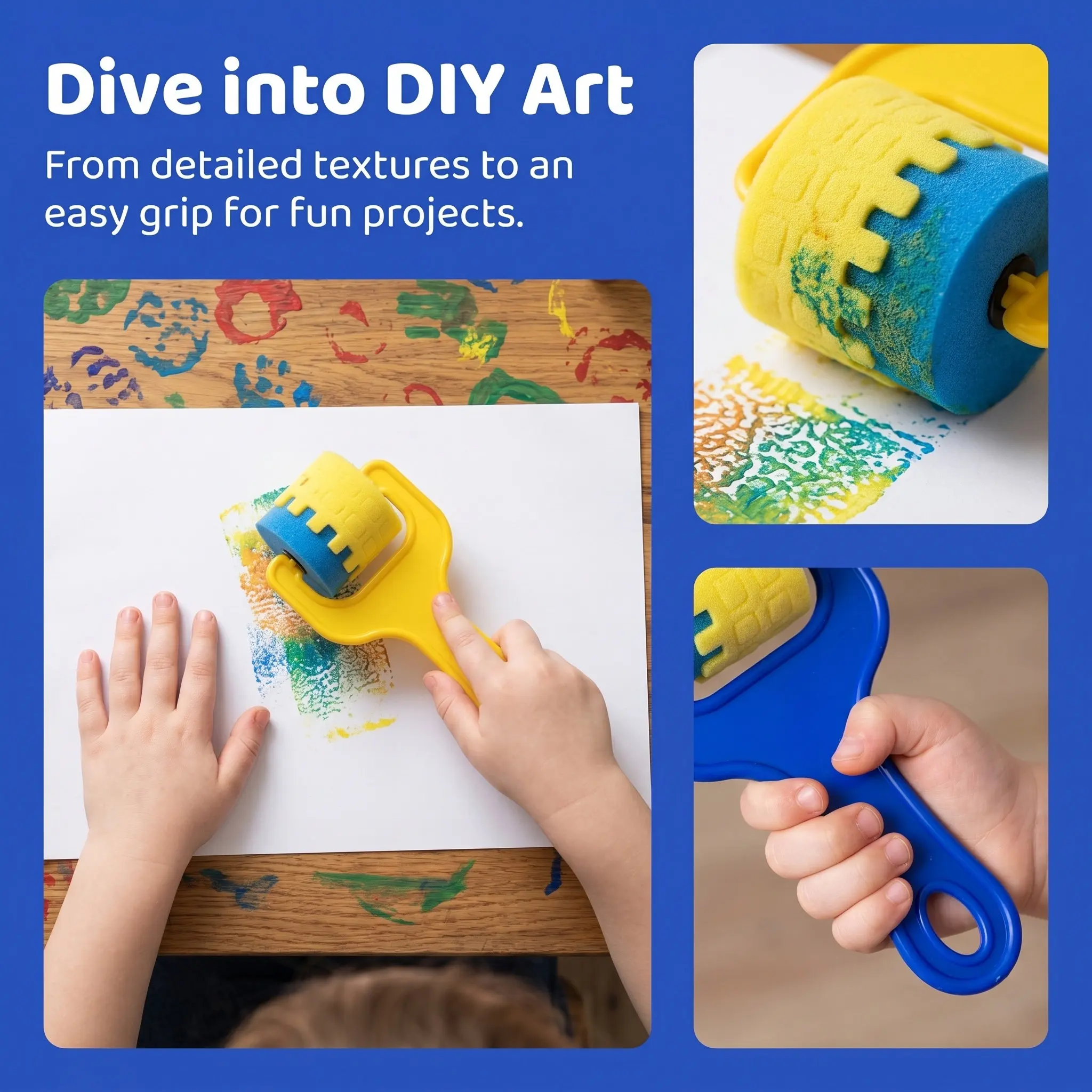 4Pcs Graffiti Drawing Roller Stamp Kids Painting Supplies Durable Portable Painting Tools for Watercolor Acrylic Gouache