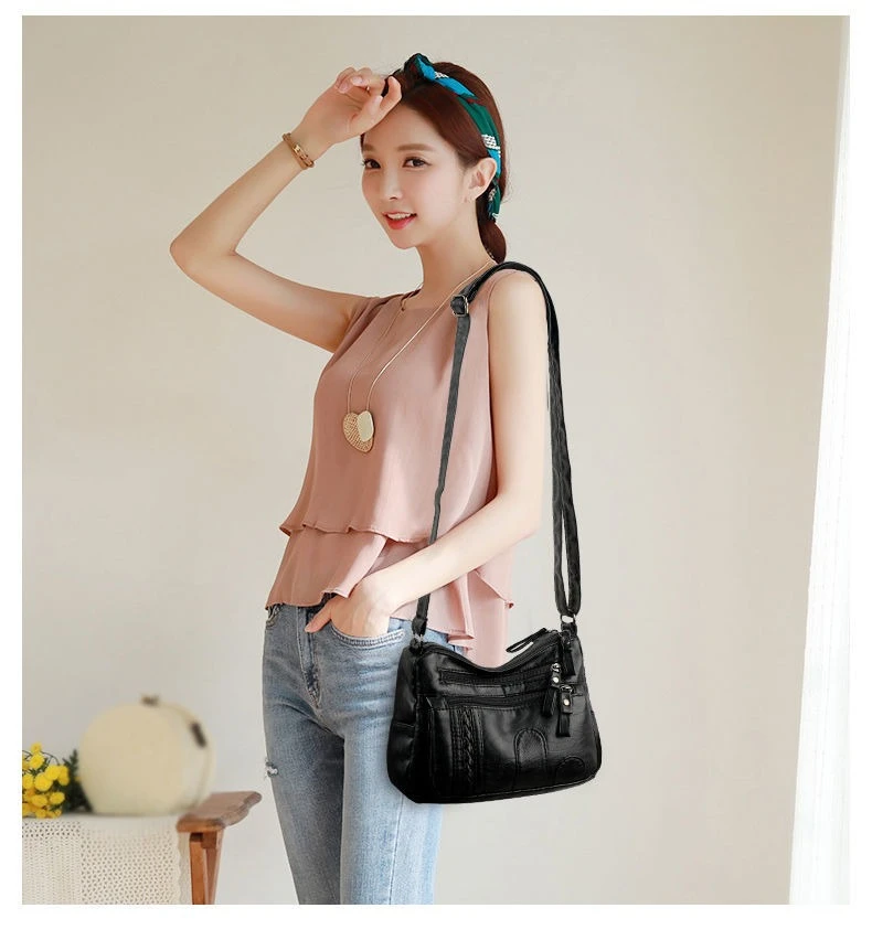 

pu women's cross body bag soft leather large capacity multifunctional shoulder bag