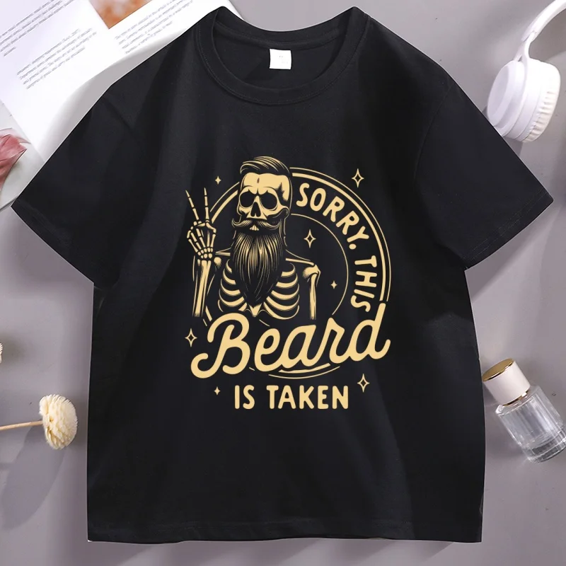 Camiseta para Hombre con Estampado Divertido y Vintage de Barba, Camiseta de Algodón con Barba, Camiseta de Manga Corta para Papá, Ropa Urbana