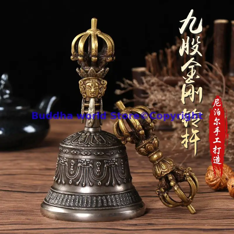 Wholesale Buddhism supply Tibet Nepal Temple Auspicious Buddha dharma tool JING GANG CHUO Vajra bell Vajra