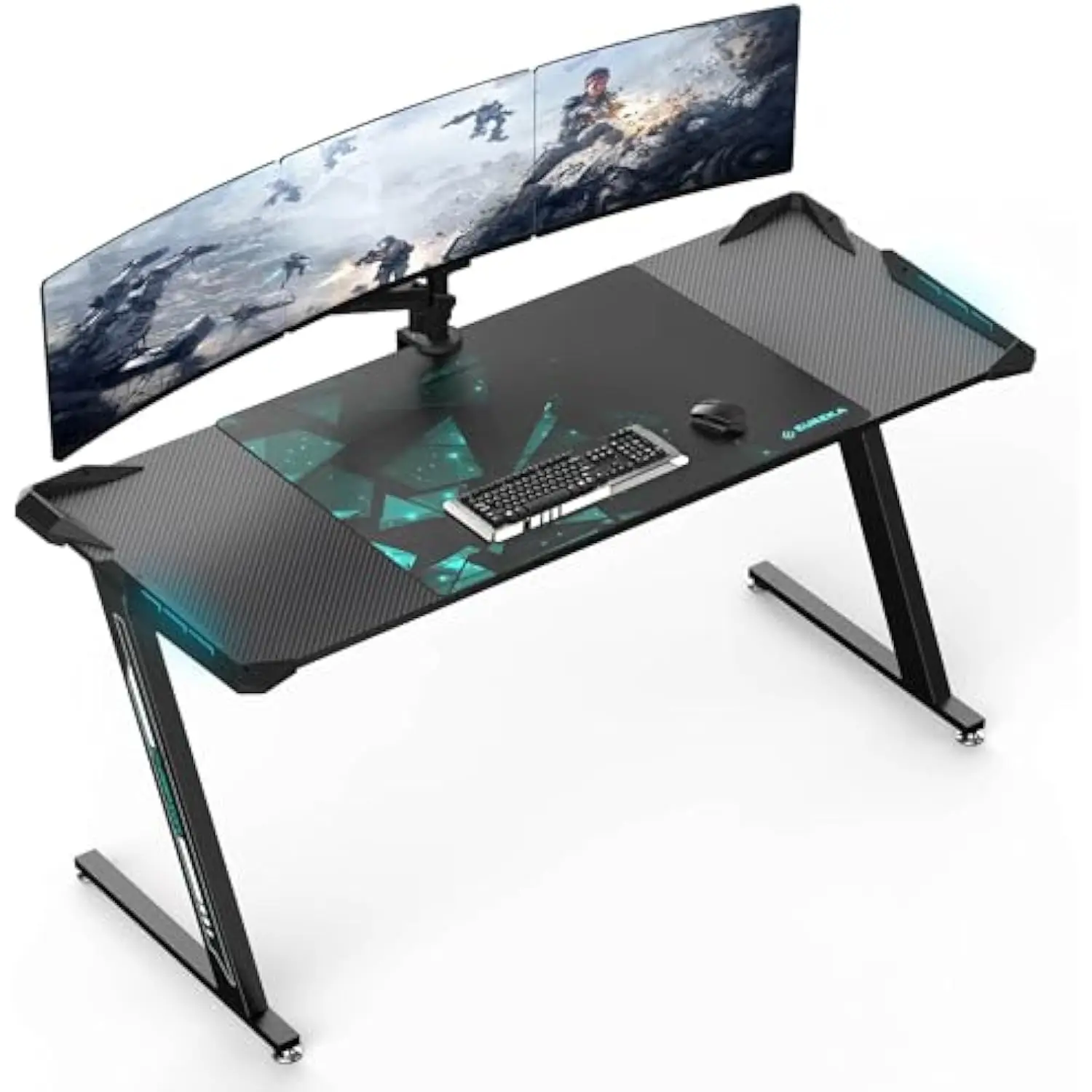 

Gaming Computer Desk: Z Shaped Computer Desk, Gaming Desk with Led Lights, Large Gaming Desk, Black Gaming Desk, Pc Gaming Des