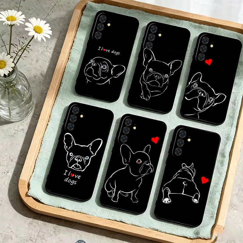 French Bulldog Black Desgin Phone Case For Samsung Galaxy A17 A16 A15 A14 A13 A57 A56 A55 A54 A53 A37 A36 A35 A34 A33 A27 A26 A2