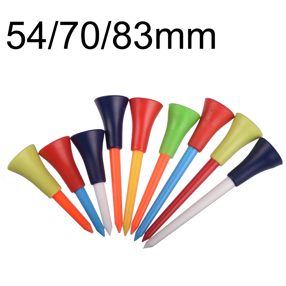 50Pcs Plastic Golf Tees Multi Color 8.3CM 72mm 54mm Durable Rubber Cushion Top Golf Tee Golf Accessories Golf Ball Holder