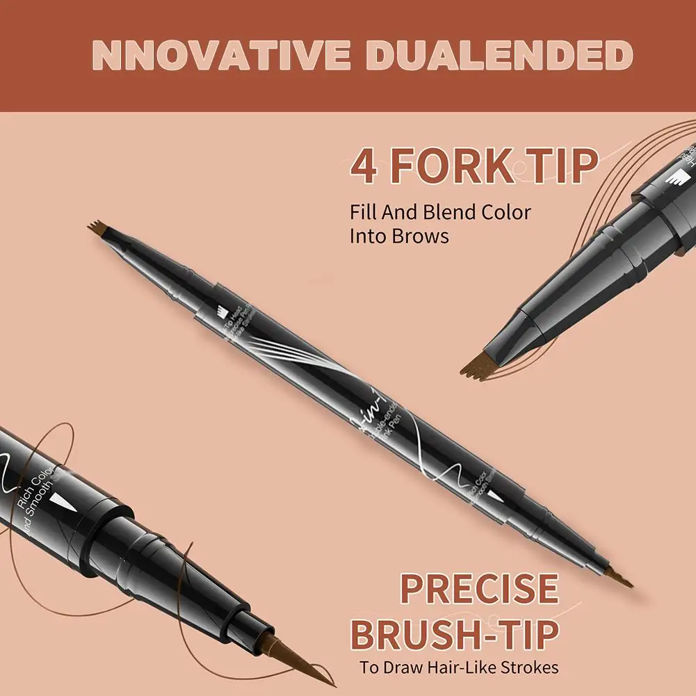Lápiz de cejas de agua de cuatro garras, cabeza de 4 puntos, raíces de ojos líquidas, lápiz Natural, maquillaje, delineador cosmético transparente, agua suave para ojos P8X6