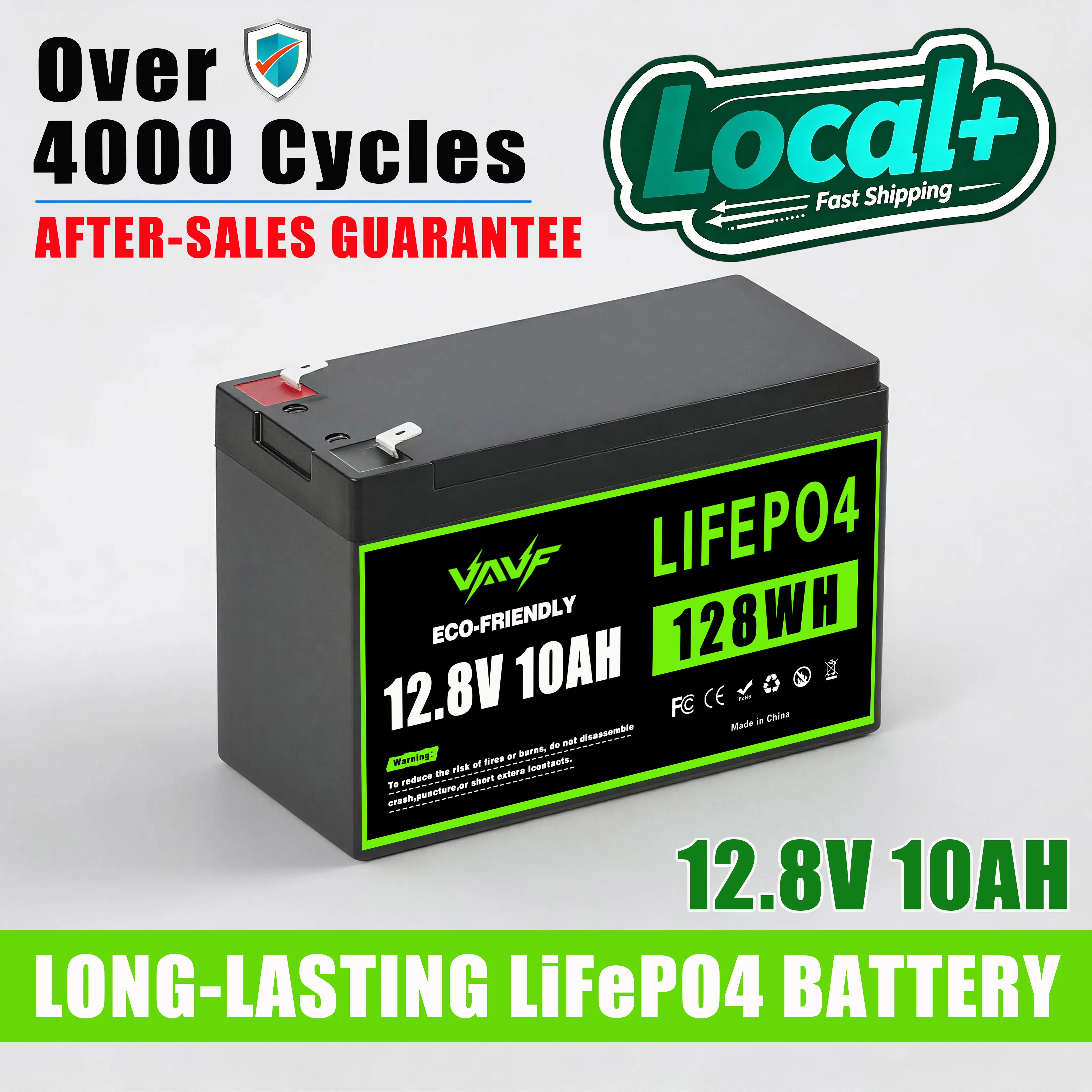Upgrade 12V 10000mAh LiFePO4 Batterie, eingebautes 10A BMS, 4000+ Zyklen, perfekt für Wohnmobile/Camper, Solaranlagen, Marine, Overland/Van, Off-Grid.