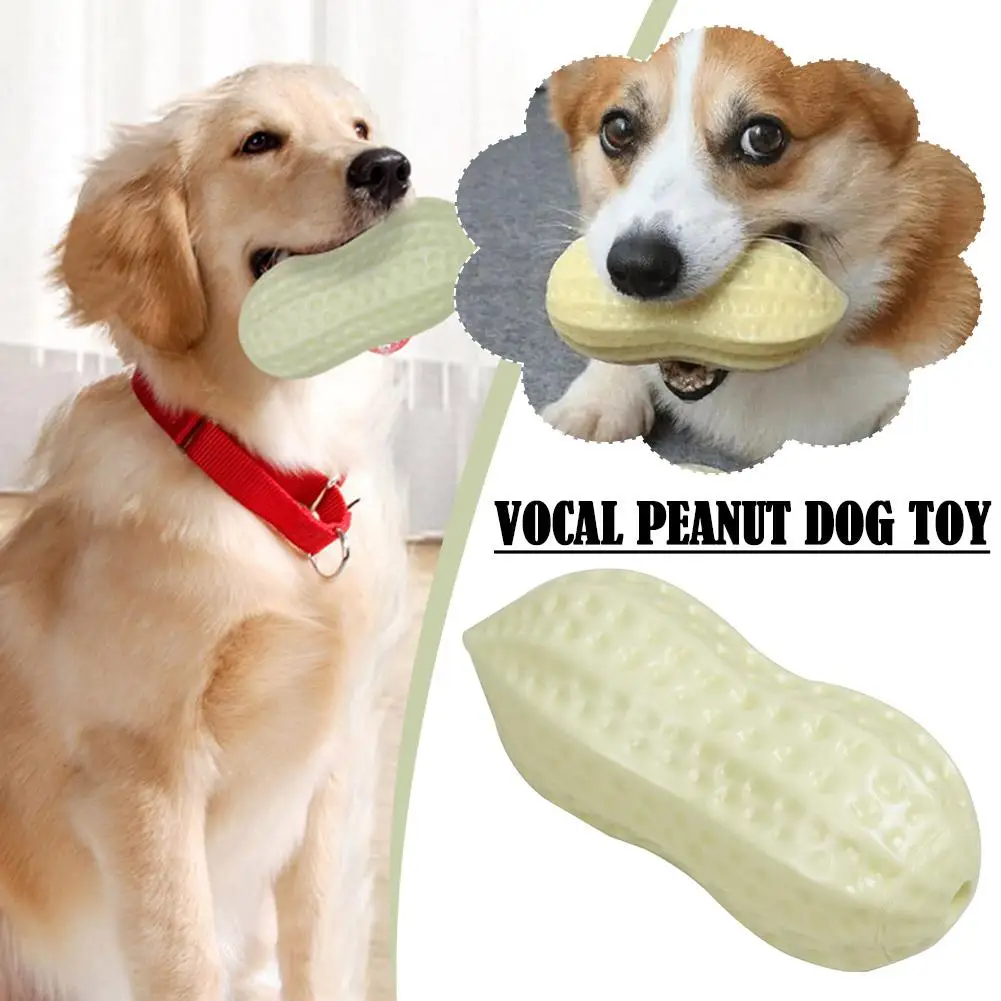 Squeaky Dog Toys Interactive Sound Making Peanut Dog Toys Bite Resistant Teeth-Cleaning Dog Chew Toy For Small Larg A5V0