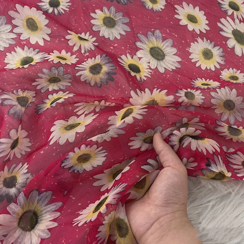 Silk Chiffon Fabric by the Yard, 100% Mulberry Silk, Skin Friendly, Soft Transparent Fabric for Sewing, DIY Digital Printed