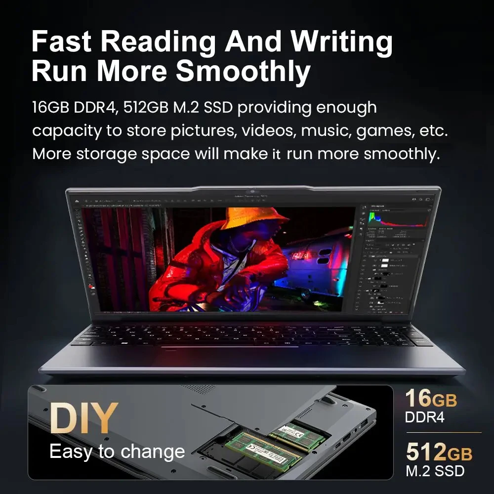 15.6' Office FUCHU Laptops Portable Notebook PC with Intel Core I3 6100U, 16GB RAM, 512GB 1TB SSD, Windows 11 Pro