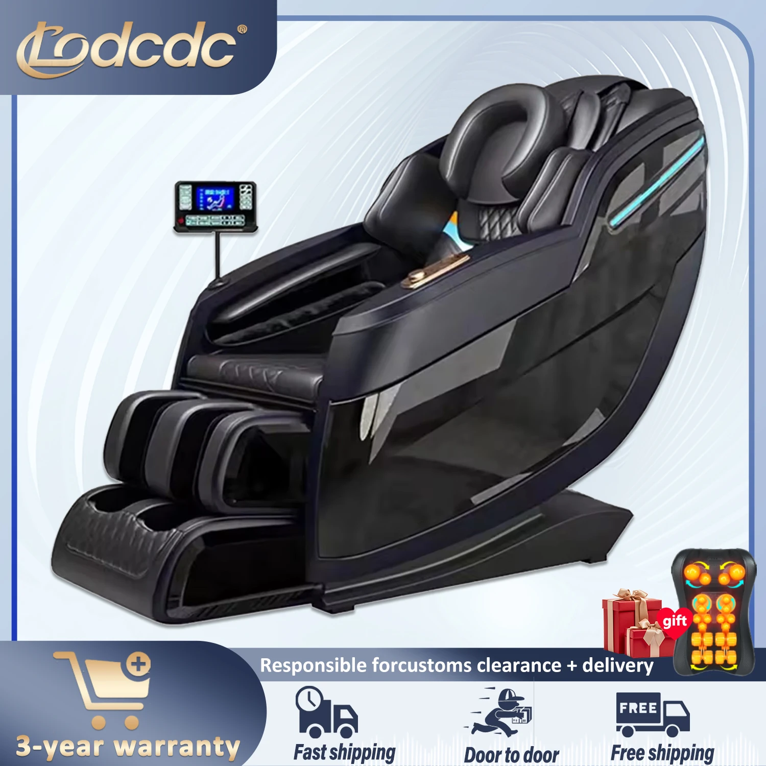 

2025 Best Zero Gravity Recliner Массажное кресло Shiatsu Heat Массажное кресло для разминания всего тела со звуком Bluetooth Гарантия 3 года