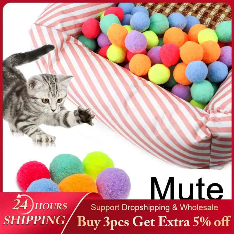 30/20/10pcs Candy Color Cat Dog Toy Plush Balls Kitten Toys Interactive Play Ball Kitten Soft Funny Assorted Pet Play Toys