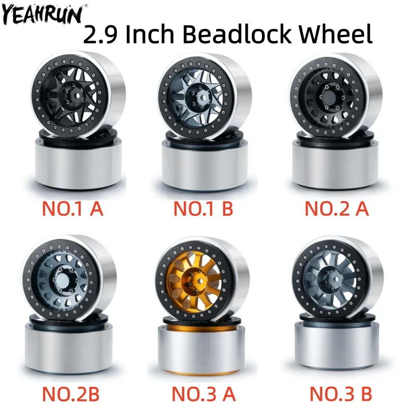 YEAHRUN 4pcs 2.9 inch Metal Alloy Beadlock Wheel Rims Hubs for 1/6 RC Crawler Car Axial SCX6 AXI05000 AXI05001 Upgrade Parts