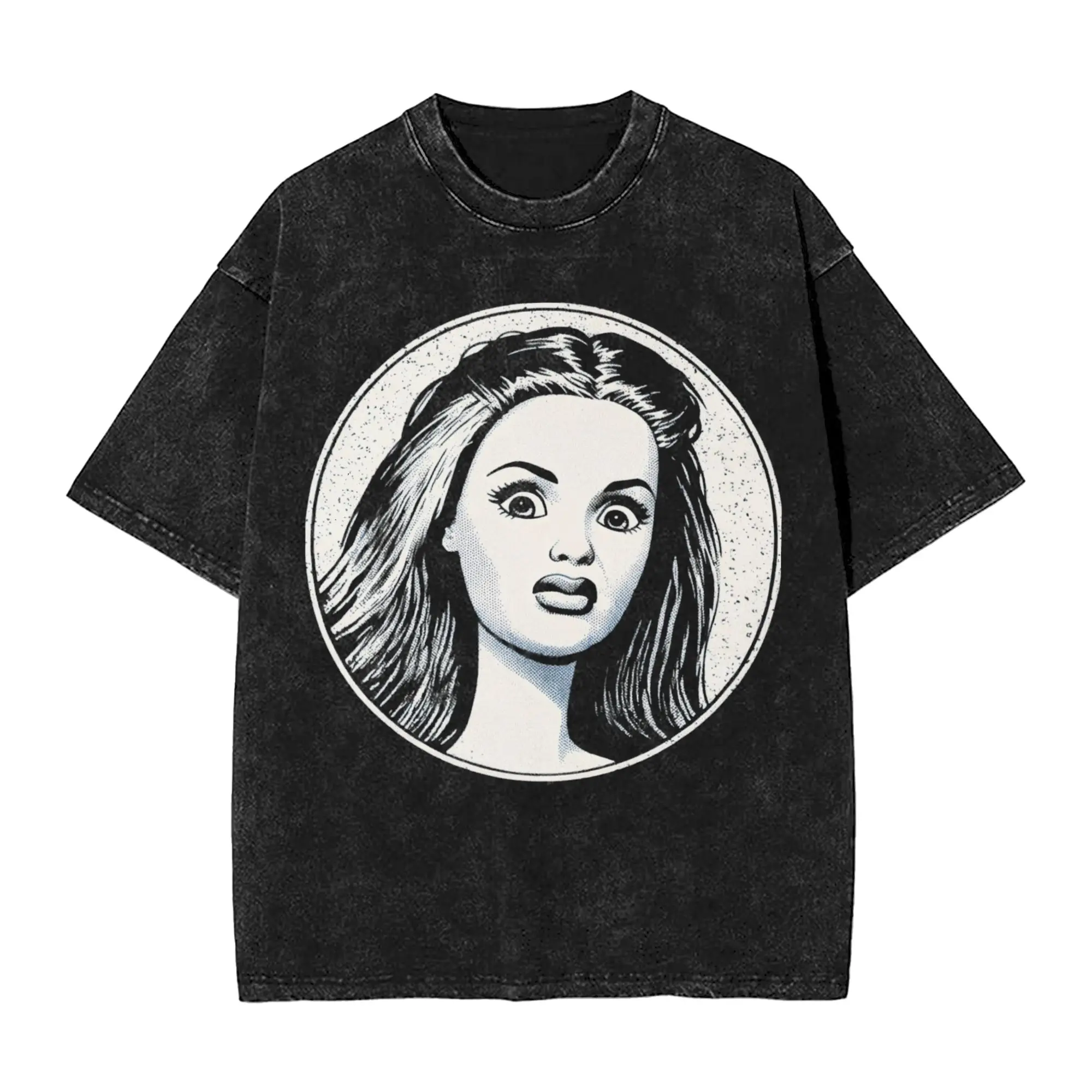 Harajuku Washed Shirts Blonde Doll Disheveled Doll Merch Vintage T Shirt Harajuku  Streetwear Short Sleeve Summer Tops Tees