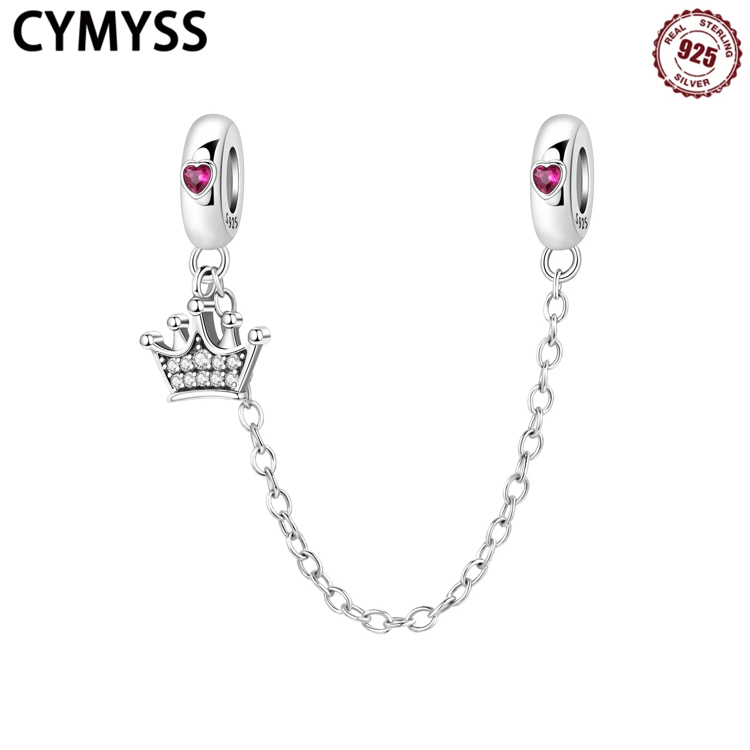 

CYMYSS 2025 New S925 Pure Silver Crown Zircon Safety Chain Boutique Birthday Party Jewellery Gift Women's Safety Chain