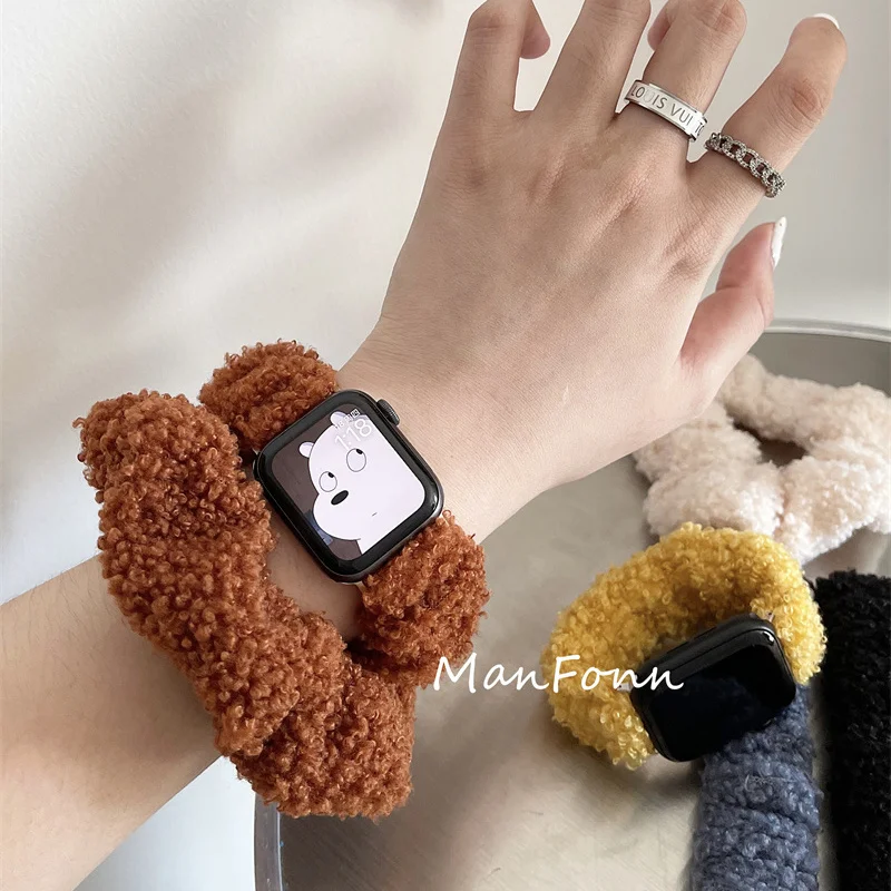 Scrunchie Solo Loop Band For Apple Watch 49mm 45mm 44mm 42mm 41mm 40mm 38mm Elastic Wristbands Bracelet Strap For iWatch 8 7 6 5