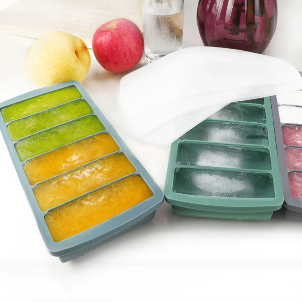 6-Cavity Silicone Ice Cube Mold for DIY Whiskey Ice Bricks Ice Pop Yogurt Candy Bars Crispy Cereal Treats Kitchen Essential