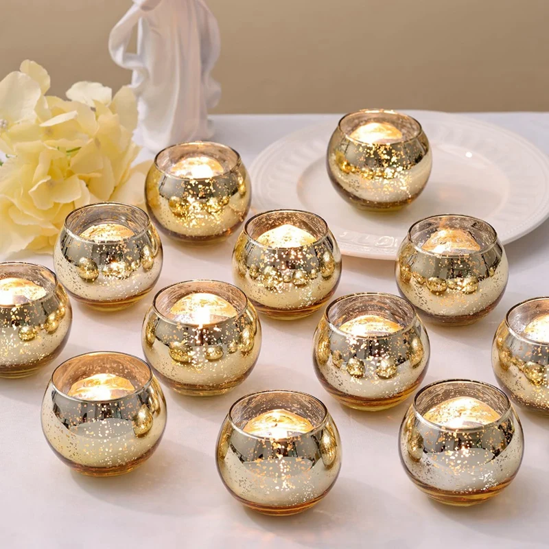 12Piece Legant Gold Candle Holders Tealights Candle Holders For Weddings, Rehearsal Dinners