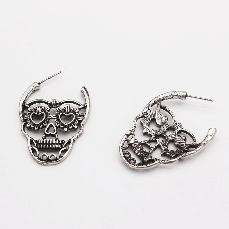 Skeleton Jewelry Gothpunk Dark Black Antique Pattern Skull Earrings for Women Fashion Earrings Charms Jewelry Making Halloween