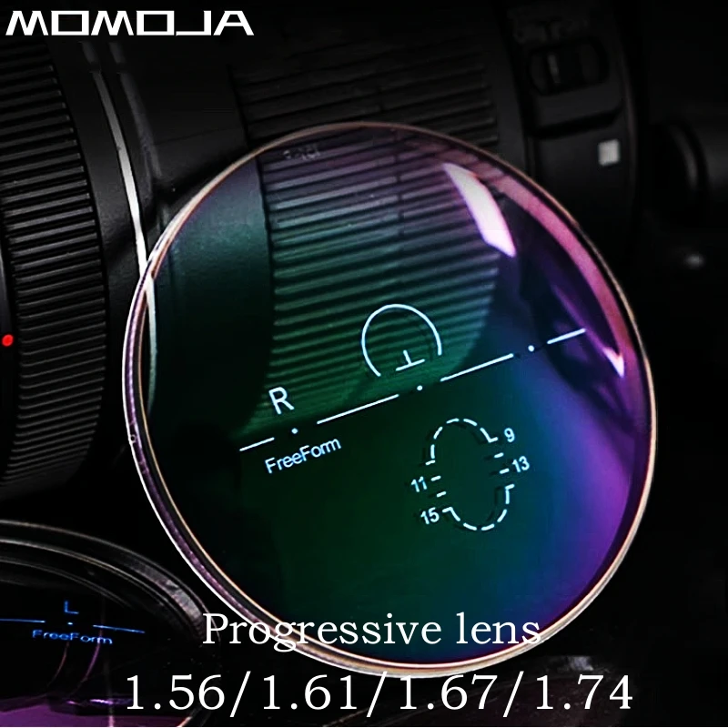 MOMOJA 1.56/1.61/1.67/1.74 Ultra-thin Anti-scratch Anti-reflection HD Transparent Wide Field Progressive Multifocal Lens 1 Pair