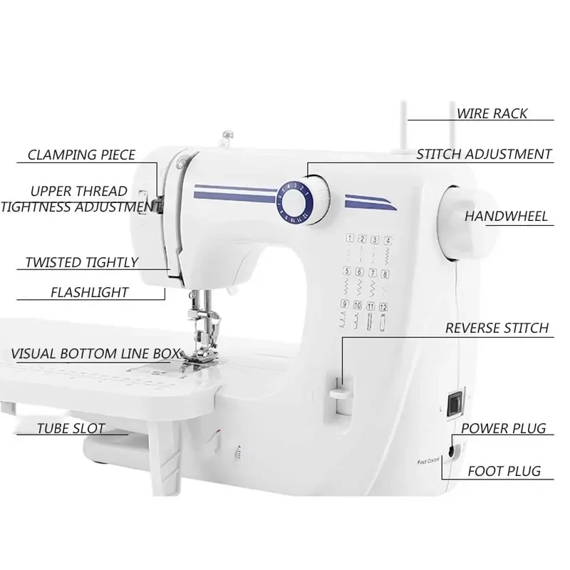 Mini Sewing Machine 6V Electric Foot Pedal Desktop With Seam  Multifunctional Thick-Eating Sewing Machine
