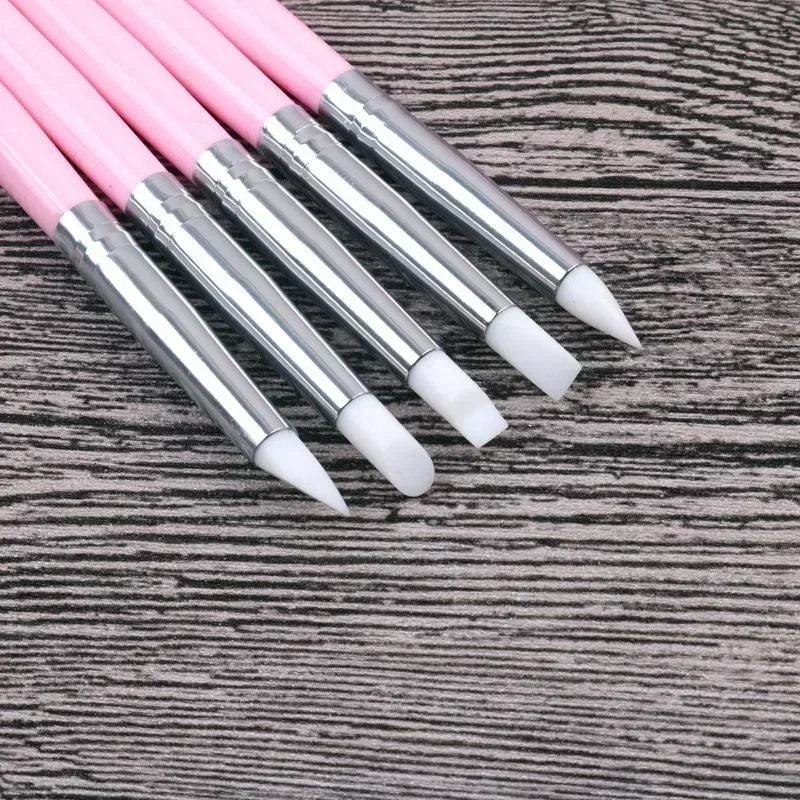 5Pcs/Set Silicone Nail Art Pen Brush UV Gel Polish Tip 3D Image DIY Dotting Polish Brushes Sculpture Pen DIY Manicure Tool